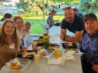 Family enjoying the St Demetrios Greek Fest in Elmhurst