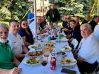 Church leader and police officers at the St Demetrios Greek Fest in Elmhurst