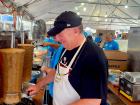 Hard working volunteer at St Nectarios Greek Fest in Palatine