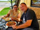 Couple enjoying outdoor lunch at Rose Garden Cafe in Elk Grove Village 