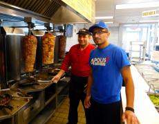 Preparing the famous Gyros at Apolis Greek Street Food in Lisle
