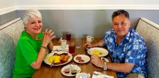 Couple enjoying breakfast at Bentley's Pancake House & Restaurant in Wood Dale