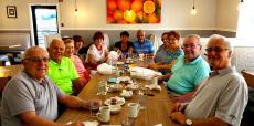 Friends enjoying lunch at Bentley's Pancake House in Wood Dale