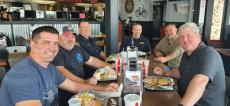 Police officers and friends enjoying lunch at Billy Boy's in Chicago Ridge