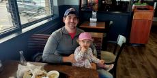 Dad and daughter enjoying lunch at Billy Boy's Restaurant in Chicago Ridge