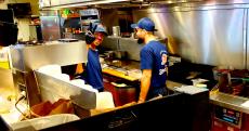 Hard working kitchen crew at Billy Boy's Restaurant in Chicago Ridge