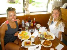 Friends enjoying breakfast at Billy's Pancake House in Palatine