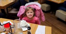 Birthday girl celebrating at Butterfield's Pancake House & Restaurant in Oakbrook Terrace
