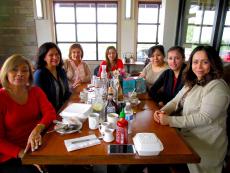 Friends enjoying birthday party at Butterfield's Pancake House & Restaurant in Wheaton