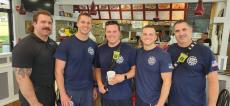 Local firefighters enjoying lunch at Charcoal Flame Grill in Morton Grove
