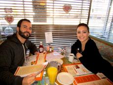 Couple enjoying Valentine's breakfast at Christy's Restaurant & Pancake House in Wood Dale