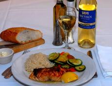 Grilled Salmon (Grecian Style) at Demetri's Greek Restaurant in Deerfield