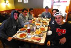 Friends enjoying breakfast at George's Family Restaurant in Oak Park