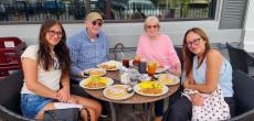 Family breakfast on the outdoor patio at Maple Butter Cafe in Plainfield
