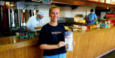 Loyal carryout customer at Nick's Drive In Restaurant in Chicago