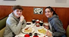 Friends enjoying breakfast at Niko's Breakfast Club in Romeoville