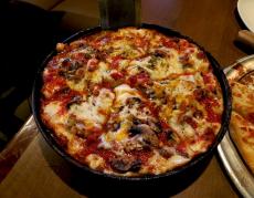 The famous Pan Pizza at North Branch Pizza Burger Company in Glenview