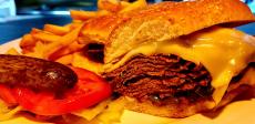 The famous Philly Cheese Sandwich at Omega Restaurant in Downers Grove
