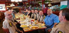 State Police enjoying breakfast at Omega Restaurant & Pancake House in Downers Grove