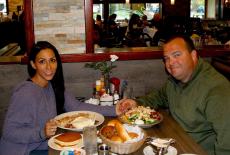 Couple enjoying lunch at Omega Restaurant & Pancake House in Schaumburg