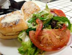 The Mediterranean Chicken Panini at Papagalino Cafe & Pastry Shop in Niles