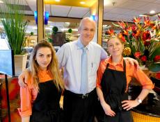 Manager and staff at Papagalino Cafe & Pastry Shop in Niles