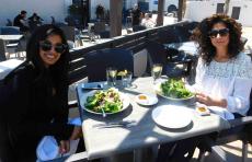 Enjoying lunch on the outdoor patio at Plateia Mediterranean Kitchen & Bar in Des Plaines