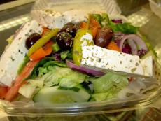 The popular Greek Salad at Plush Pup Gyros in Chicago