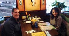 Couple enjoying dinner at Rose Garden Cafe in Elk Grove Village