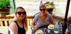 Mom and daughter enjoying lunch at Rose Garden Cafe in Elk Grove Village