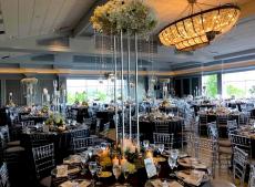 Beautifully decorated ballroom at Odyssey Country Club in Tinley Park