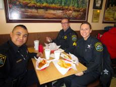Police officers enjoying lunch at The Works Restaurant in Glenview