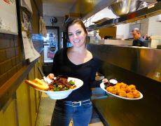 Friendly server with delicious food at Union Ale House in Prospect Heights