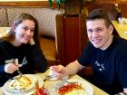 Couple enjoying breakfast at Annie's Pancake House in Skokie