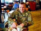Military member enjoying lunch at Billy Boy's Restaurant in Chicago Ridge