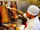 Slicing the famous gyros at Charkie's Restaurant in Carol Stream