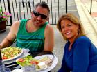 Couple enjoying lunch on the patio at Dino's Cafe in Bloomingdale