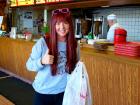 Happy carry-out customer at Nick's Drive In Restaurant Chicago