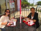 Friends enjoying lunch at Plush Pup Restaurant in Chicago