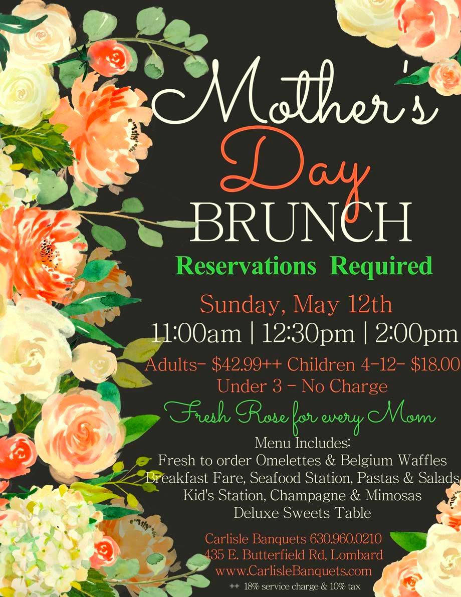 Mother's Day Brunch at Carlisle Banquets Lombard OPA Chicago
