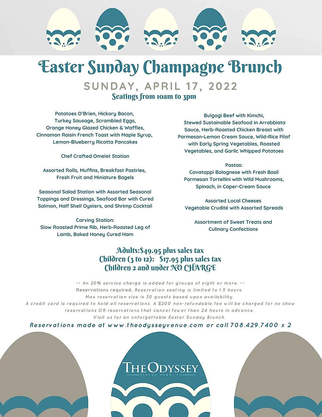 Easter Sunday Champagne Brunch at The Odyssey Banquet Venue Tinley