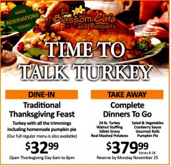 Thanksgiving Day Dining at Blossom Cafe - Norridge