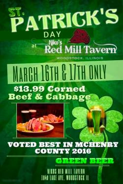 St. Patrick's Day at Niko's Red Mill Tavern in Woodstock