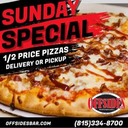 Half-Price Pizza Every Sunday at Offsides Sports Bar & Grill - Woodstock
