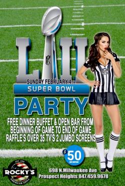 Super Bowl Party at Rocky's American Grill Prospect Heights