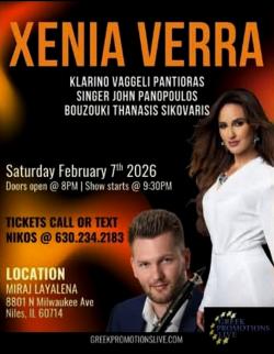 Live Greek Music featuring Xenia Verra and friends at Miraj Layalena - Niles