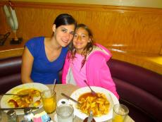Mom and daughter enjoying breakfast at Bentley's Pancake House & Restaurant in Wood Dale