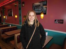 Happy carry-out customer at Bo-Bo's Restaurant in Deerfield