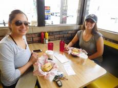 Friends enjoying lunch at Burger Baron in Chicago