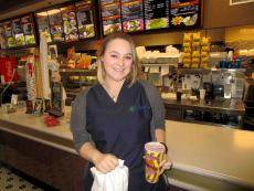 Loyal carry-out customer at Burger Baron Restaurant in Arlington Heights